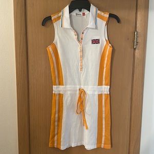 Kobron Women’s Sleeveless Sporty Tennis Golf Dress White Orange Size Medium